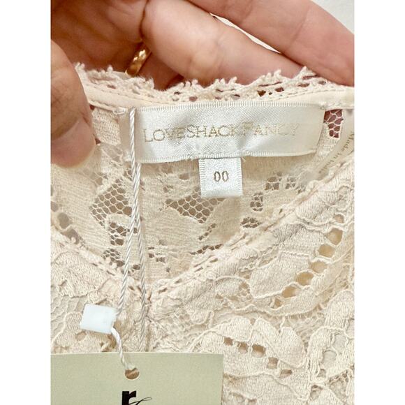 LoveShackFancy Hopely Sleeveless V-Neck Mini Lace Sundress Buttercream Womens 00 - Picture 4 of 5
